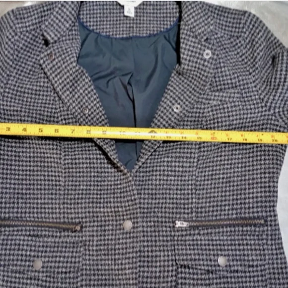 L.L. Bean Women's Houndstooth Blazer zip pockets wool blend size medium - Picture 4 of 9